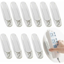 Pack of 10 wall mounts for power strips, adhesive, plastic, for power outlets, routers, and power strips