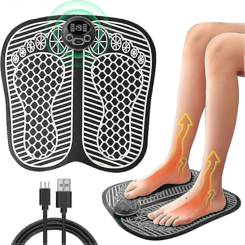 (Upgrade Remote Control) EMS Foot Massager, Electric Foot Massagers with 8 Modes and 19 Intensity Levels, Foldable Portable Electric Massage Mat for