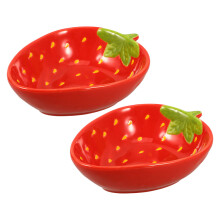 2Pcs Red Ceramic Strawberry Bowls Versatile Fruit Plates for Parties