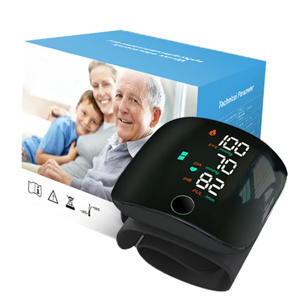 Wrist Blood Pressure Monitor Portable Digital Blood Pressure Meter LCD Backlit Memory 2x99 Adjustable Cuff