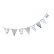 Metallic Color Triangle Pennant Birthday Party Hanging-Silver