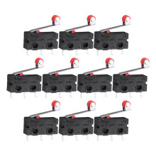 10 mini-mikroschalter mit rollenhebel, spdt, schnappkontakt