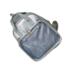 pvc rucksack schulranzen umhängetasche grau für kinder frauen