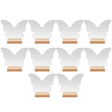 10 transparente schilder schmetterlingsform mit holzständer