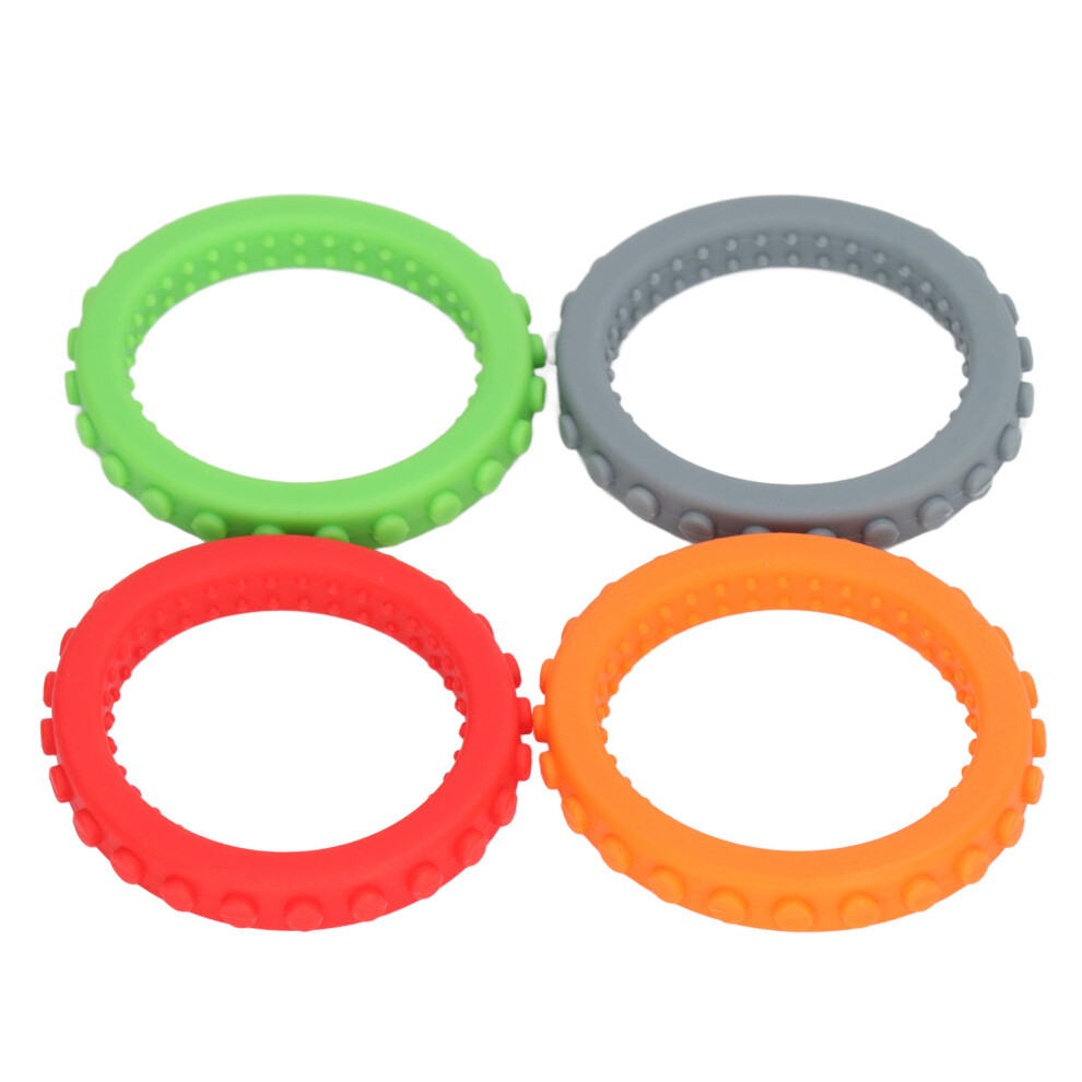 4pcs Silicone Baby Teethers Bracelet, Heat-Resistant, Gum Relief, Refillable