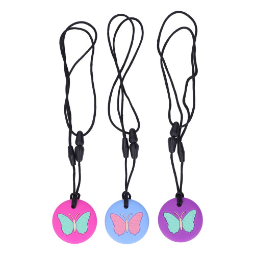 Cute Butterfly Pattern Baby Teething Necklace - 3pcs Silicone Set 1