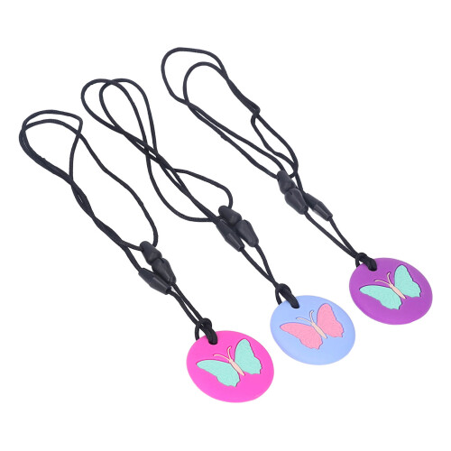 Cute Butterfly Pattern Baby Teething Necklace - 3pcs Silicone Set 2