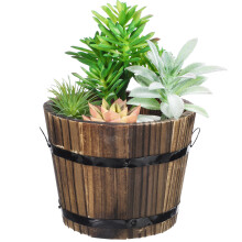runder holzblumentopf 15x12x13 cm für garten