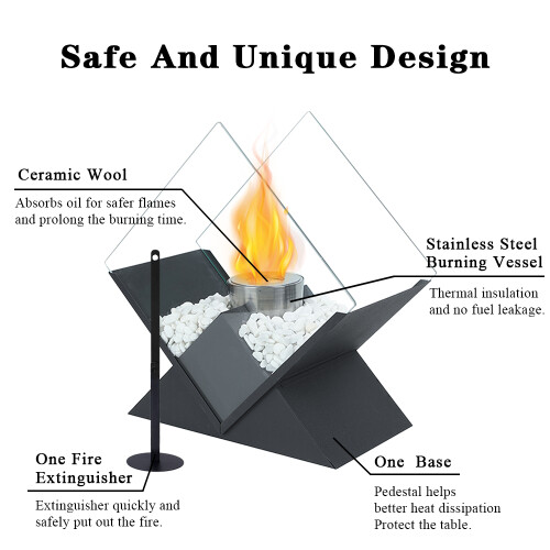Table Fireplace Fire Bowl Pot 37cm Ethanol Firepit 1