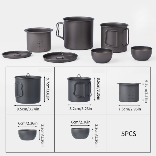Adventure Ready Metal Teas Wares 5pc Ensemble pratique Résistant 2