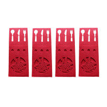 Xmas Cutlery Bags 4Pcs Pocket Christmas Flower Fork Knife Spoon