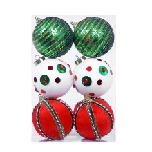 1 doos 8 cm festival pluche bal lichtgewicht-Rood groen en wit