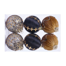 1 doos decoratieve pluche bal voor vakantie-zwart goud