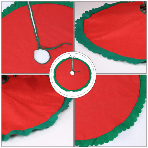 1Pc Green Traditional Felt Tree Skirt Decorative Tree Base Mat 2
