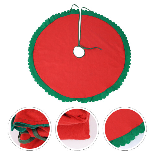 1Pc Green Traditional Felt Tree Skirt Decorative Tree Base Mat 1