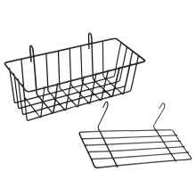 1Set Ijzeren Wandrek Grid Basket Zwart, Nail-Free, Multifunctioneel