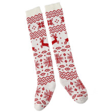Pull de noël tricoté pour femmes, chaussettes hautes,-Blanc