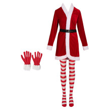 7Pcs Santa Costume Women Christmas Suit Including-Red XL