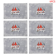 6pcs Gnome Swedish Tomte for Doll Christmas Placemats-Gray