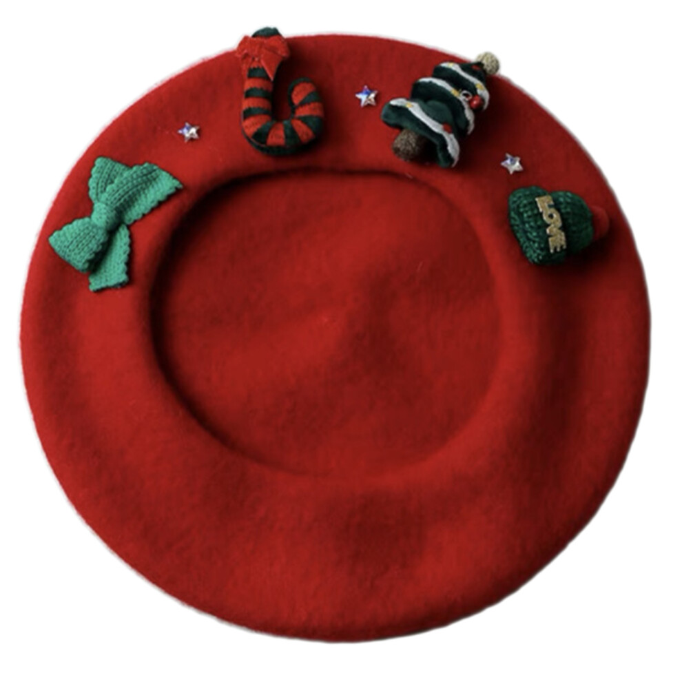 Adult Christmas Theme Berets Outdoor Anti-Uv Hat Painter-Red-image-OPC-PMH9BCB-NEW
