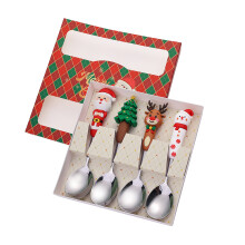 Christmas Spoon and Fork Set 410Stainless Steel-B silver four