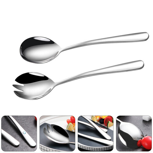 1 Set Salatlöffel Salatgabel Salat Servierbesteck (Silber) 2
