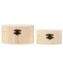 2Stk Einfache Holz Aufbewahrungsboxen Runde Für Kleinteile
