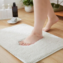 (White, 40 x 60 CM) Super Soft Chenille Bath Mat – Ultra Absorbent, Anti-Slip & Quick Dry Bathroom Rug | Fluffy, Mould-Resistant & Machine