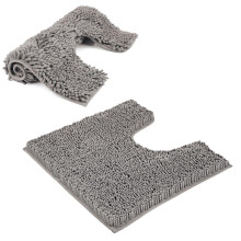 (Toilet Mat ( 50 x 50cm ) - Grey) Non Slip Bath Mat Water Absorbent Shower Mats Machine Washable Bathroom Rug UK