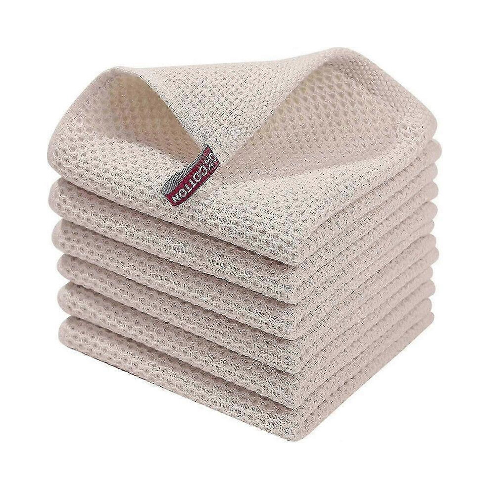 Kikidex (34*34Cm, White) For 6-Pack 100% Cotton Terry Tea Towels - Hanging Loop For Kitchen Dish Cleaning