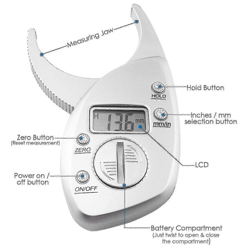 Digital caliper for measuring skinfold thickness 2