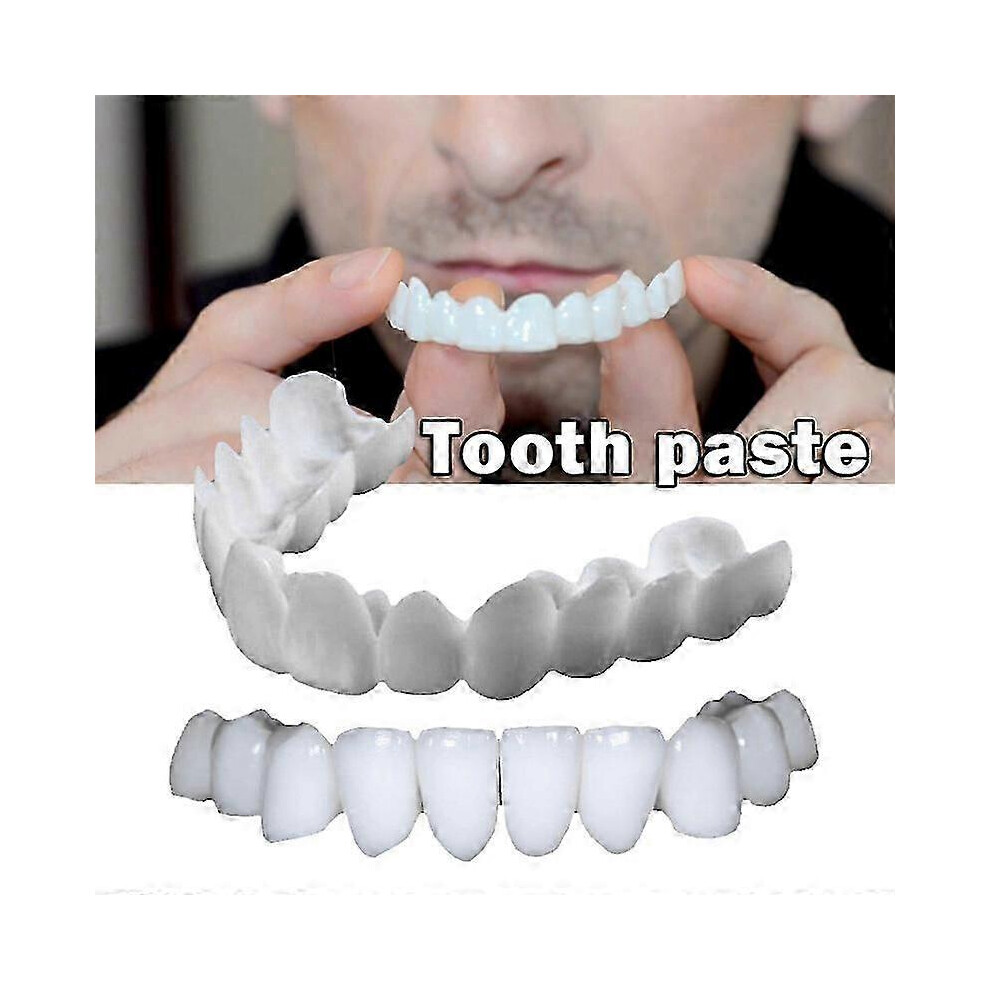 Kikidex (As Show, Upper Teeth) New Snap On Smile Dental Upper False Teeth Cover Perfect Smile Veneers Comfort Fit Flex Denture Teeth Whitening Braces