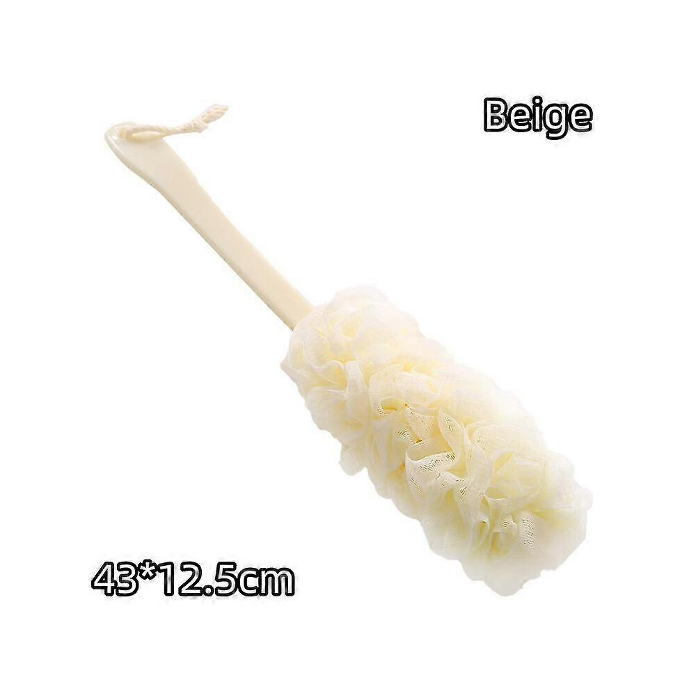Kikidex (As Show, Pink) Long Handle Bath Brush Soft Mesh Sponge Back Scrubber Body Puff Shower Loofah