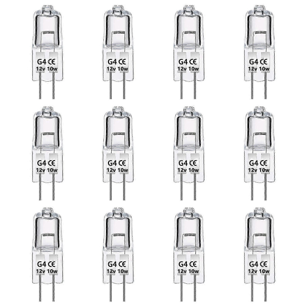 Kikidex (As Show, One Size) 12 Pack G4 Halogen Bulbs 10W 12V Dimmable 2 Pin Lamp Bulb, Clear Capsule 2 Pin Base For Cooker Ing Light