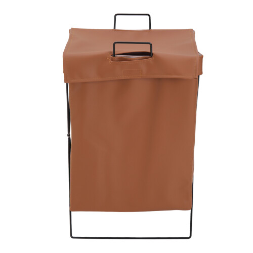 Living And Home Collapsible PU Leather Laundry Hamper with Metal Frame 1