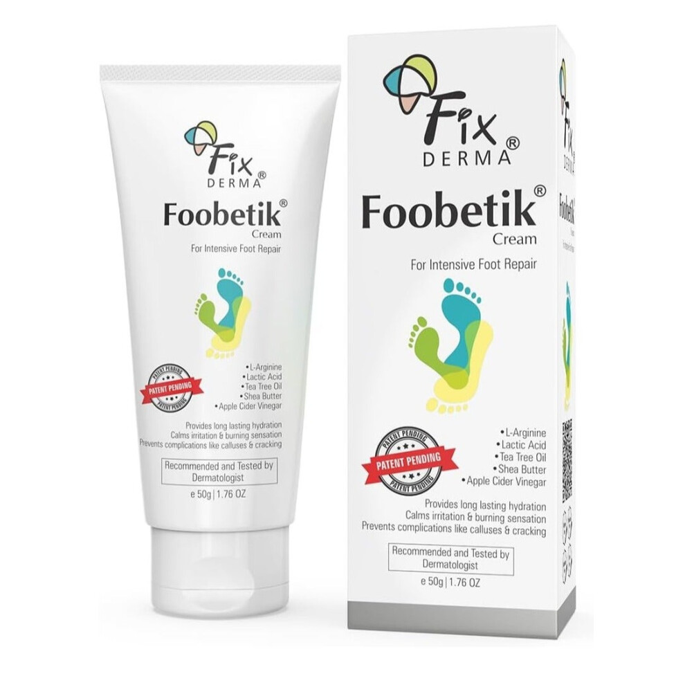 Cream Fixderma Foobetik Foot Foot Care For Diabetic, For Dry & Cracked Feet, Moisturizes & Soothes Feet, Heel Repair - 50G