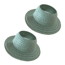 Doll Sun Hat With Ear Cutouts Empty Top Straw Hat -Water Green
