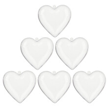 6Pcs Clear Plastic Fillable Balls for Christmas-8cm heart shape