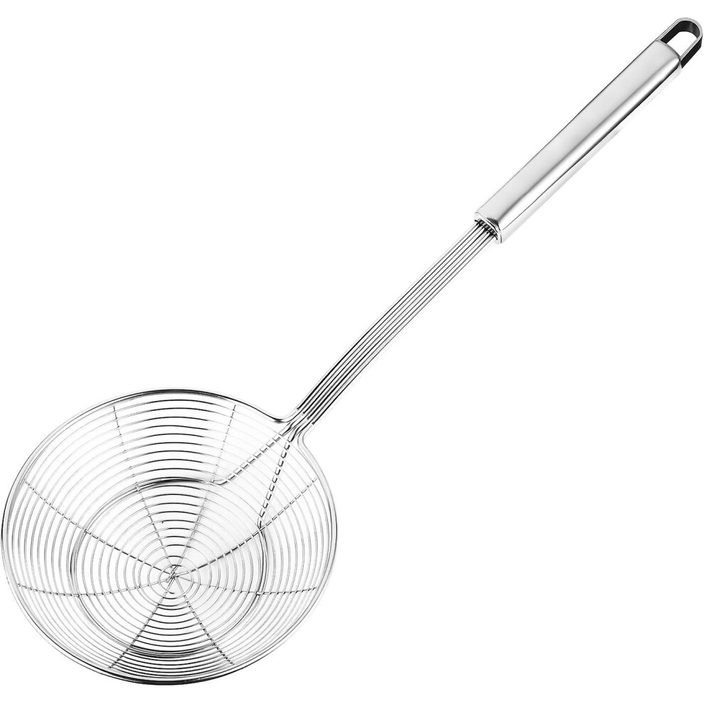 Kikidex (As Show, One Size) Solid Stainless Steel Spider Strainer Skimmer Ladle For Cooking And Frying, Pasta Strainer Spoon For Kitchen Utensils, 5.4 Inch