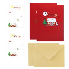 Elegant 3D Christmas House Foldable Greeting Card-2 sets