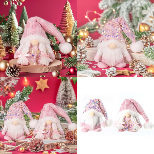 Sparkling Hat Pink Dwarfs, Soft Embroidered Christmas-1 2