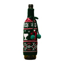 Wine Bottle Covers Cute Handmade Christmas Theme Knit-Green