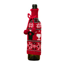 Wine Bottle Covers Cute Christmas Themed Knit Sweater for-Red