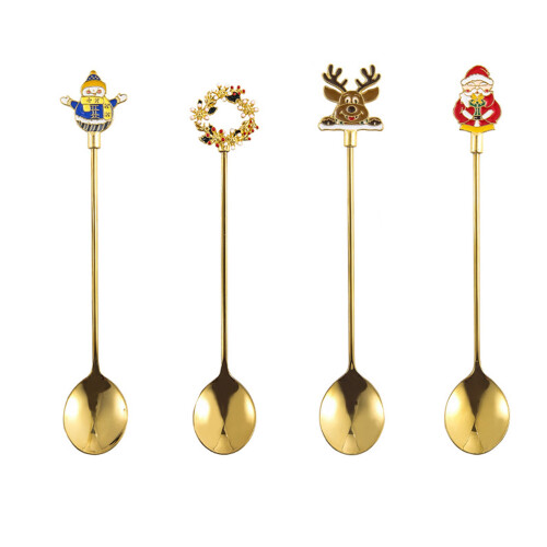 4pcs Christmas Spoon Set Stainless Steel Fork-Four spoons