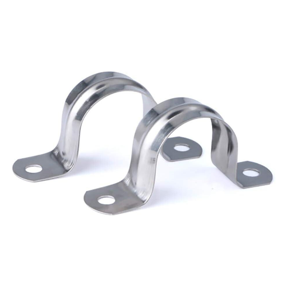 Kikidex (As Show, One Size) 20Mm 304 Stainless Steel U-Tube Clamp Connecting Ring Pipe Clamp Card Clamping U-Shaped Saddle Card Pipe Fastener 20Pcs