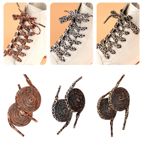 Leopard Prints Shoe Laces 120cm Long Flat-Redbrownblack an 2