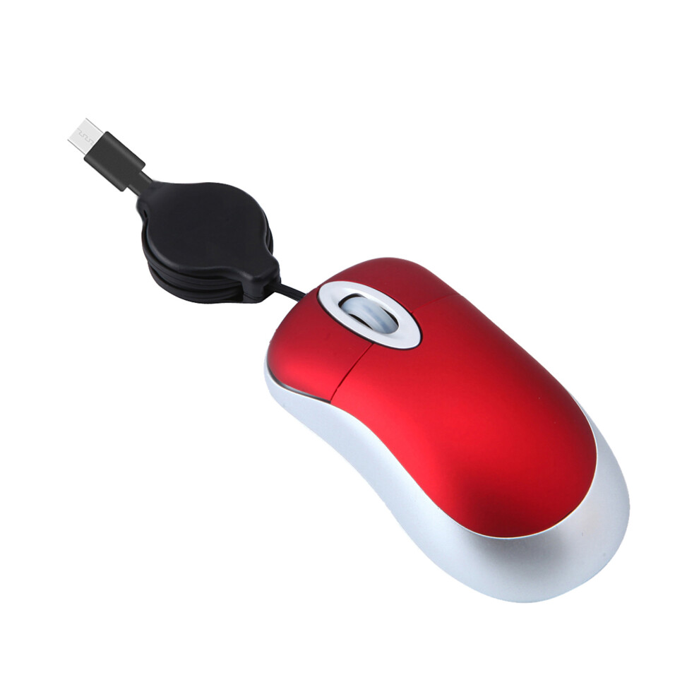 Usb C Corded Mouse Retractable Cable Laptops Mouse Corded- Red 7704000059121