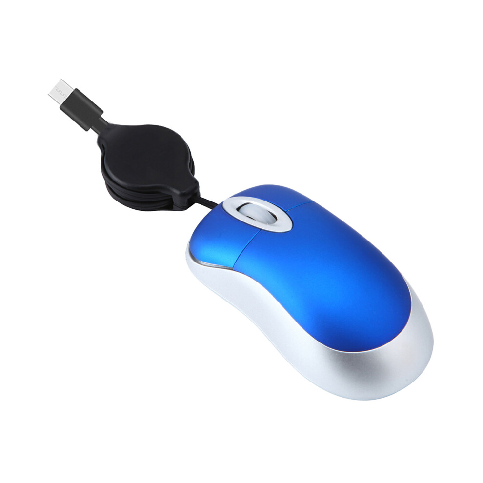 Travel Optical Mouse Usb C Corded Mouse With Retractable- Blue 7704000059978