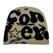 Slouch Cotton Beanies Winter Warm Skull Cap Knitted-Beige