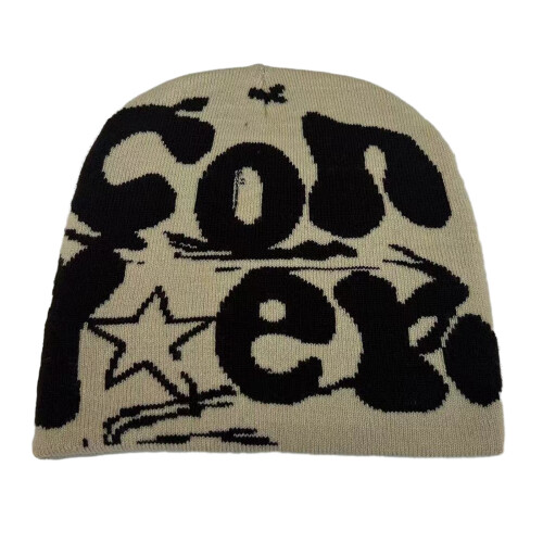 Slouch Cotton Beanies Winter Warm Skull Cap Knitted-Beige